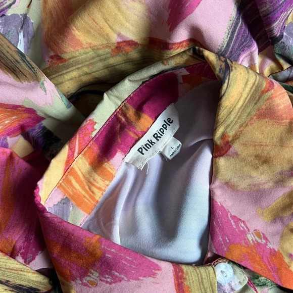 Pink Ripple | Floral Layered Mini Shirt Dress - Picture 7 of 7